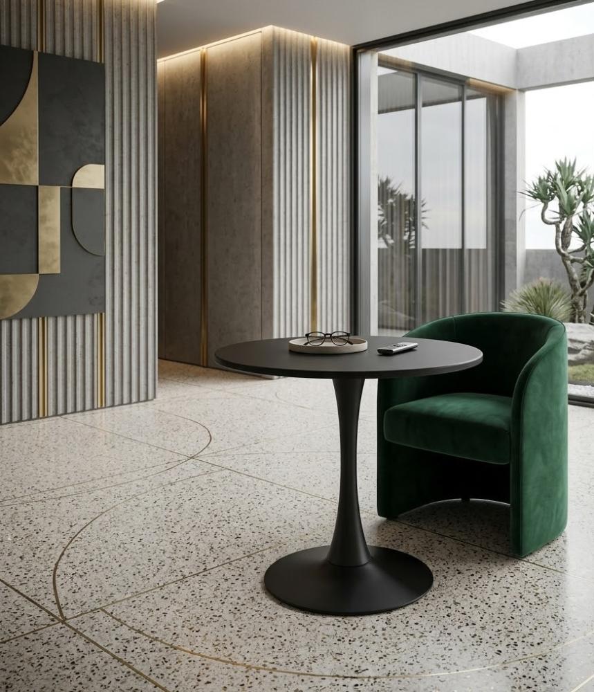 طاولة طعام عملي بخامة معدن أسود 70 × 70 × 73 سم