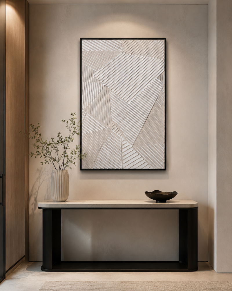 لوحة جدارية فاخر بخامة خشب MDF أسود وبيج 80 × 120 سم