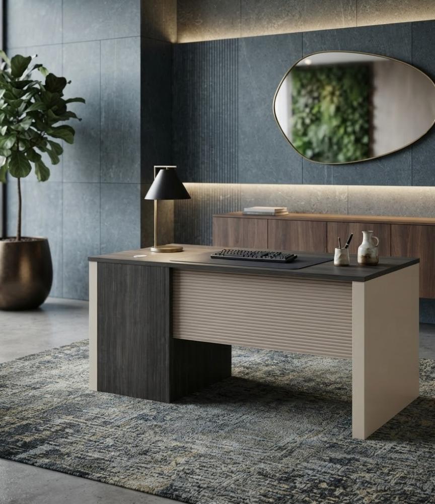 مكتب أنيق بخامة خشب MDF بيج وخشبي 120 × 60 × 75 سم