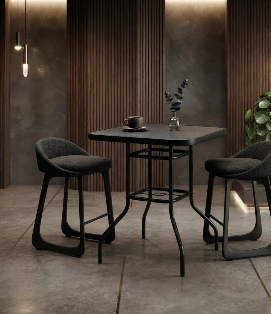 طاولة طعام فخم بخامة معدن وزجاج أسود 80 × 80 × 70 سم
