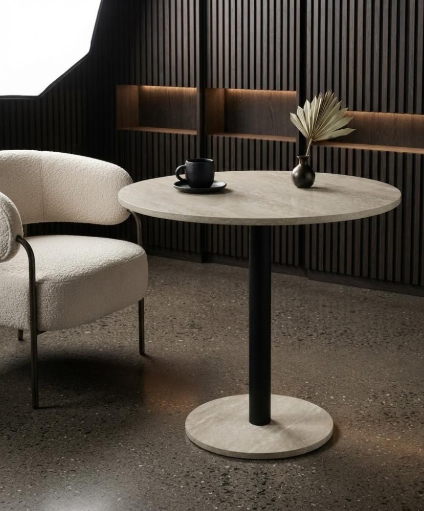 طاولة طعام مميز بخامة خشب ومعدن أسود وبيج 70 × 70 × 75 سم