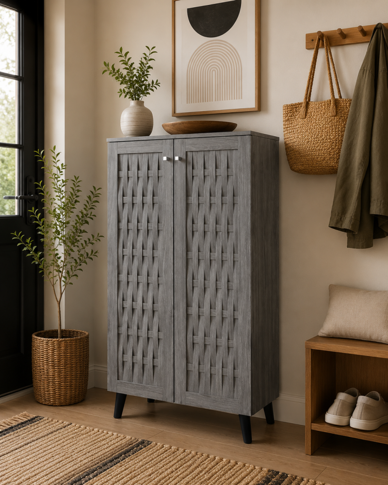 دولاب مودرن بخامة خشب MDF رمادي 80 × 34 × 130 سم