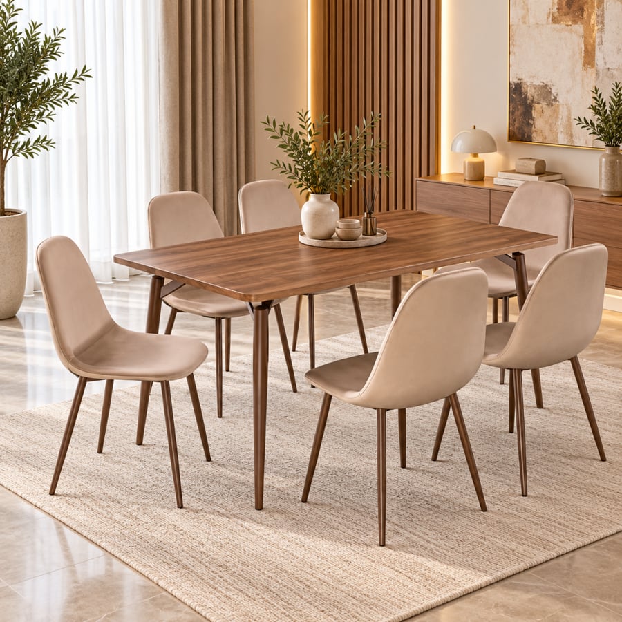 طاولة طعام خشب 6 كرسي M-024 BROWN