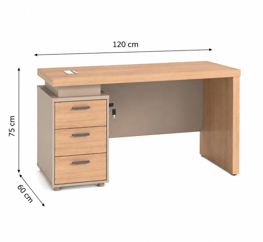 مكتب مريح بخامة خشب MDF رمادي وخشبي 120 × 60 × 75 سم