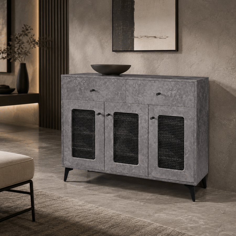 دولاب مميز بخامة خشب MDF ومعدن رمادي 120 × 35 × 95 سم
