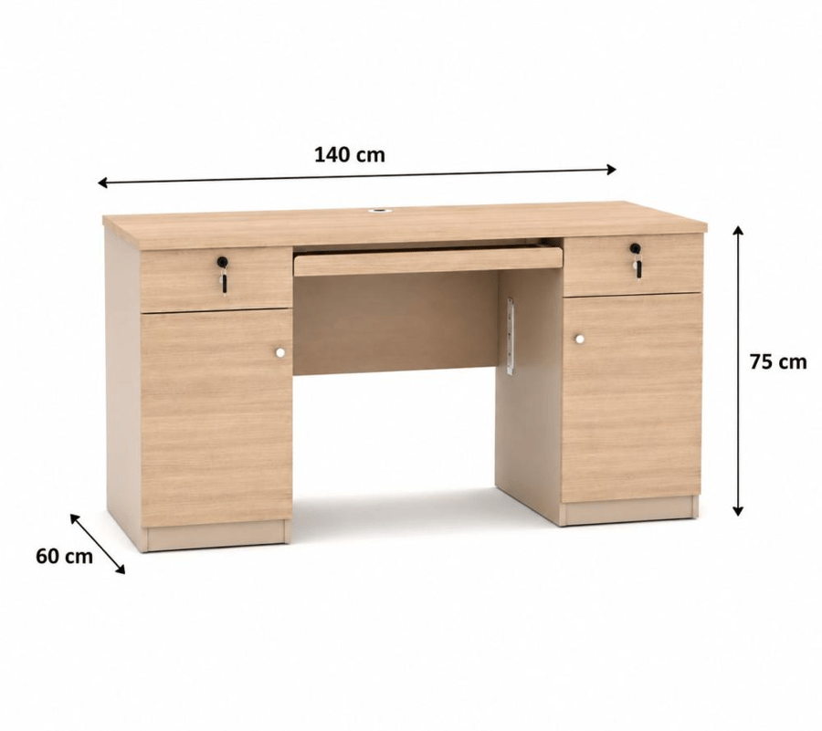 مكتب فخم بخامة خشب MDF رمادي وخشبي 140 × 60 × 75 سم