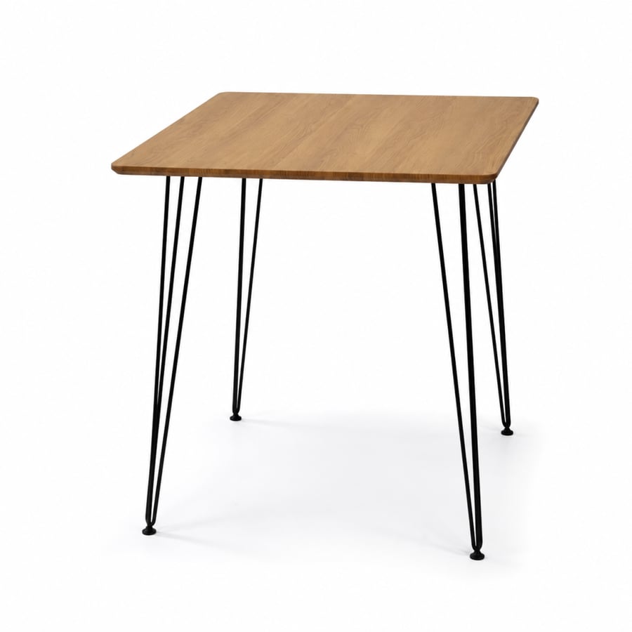 طاولة طعام مرتب بخامة خشب MDF ومعدن أسود وخشبي 70 × 70 × 75 سم