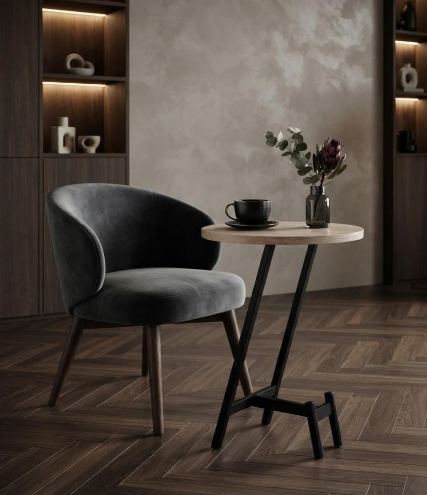 طاولة خدمة مرتب بخامة خشب MDF ومعدن أسود ورمادي 45 × 45 × 60 سم