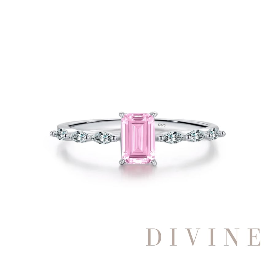 Emerald Cut Silver925 pink stone
