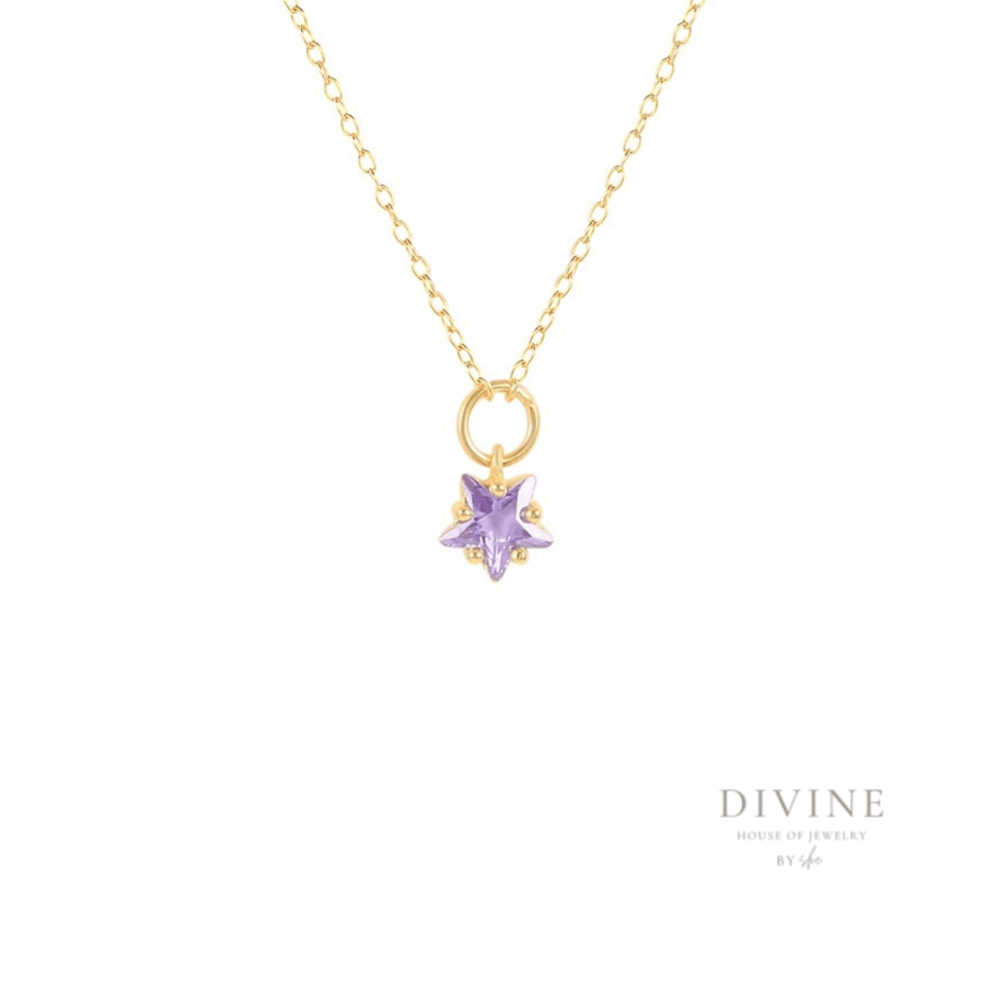 silver 925 purple star necklace