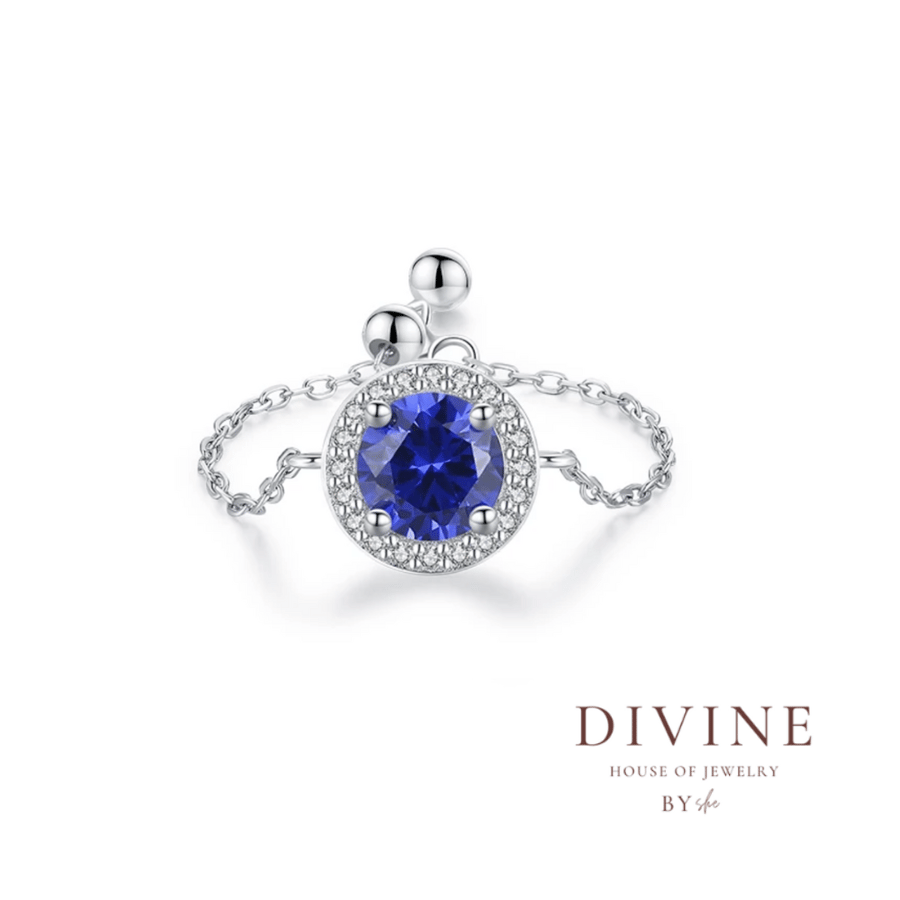 blue stone resizable silver 925 ring