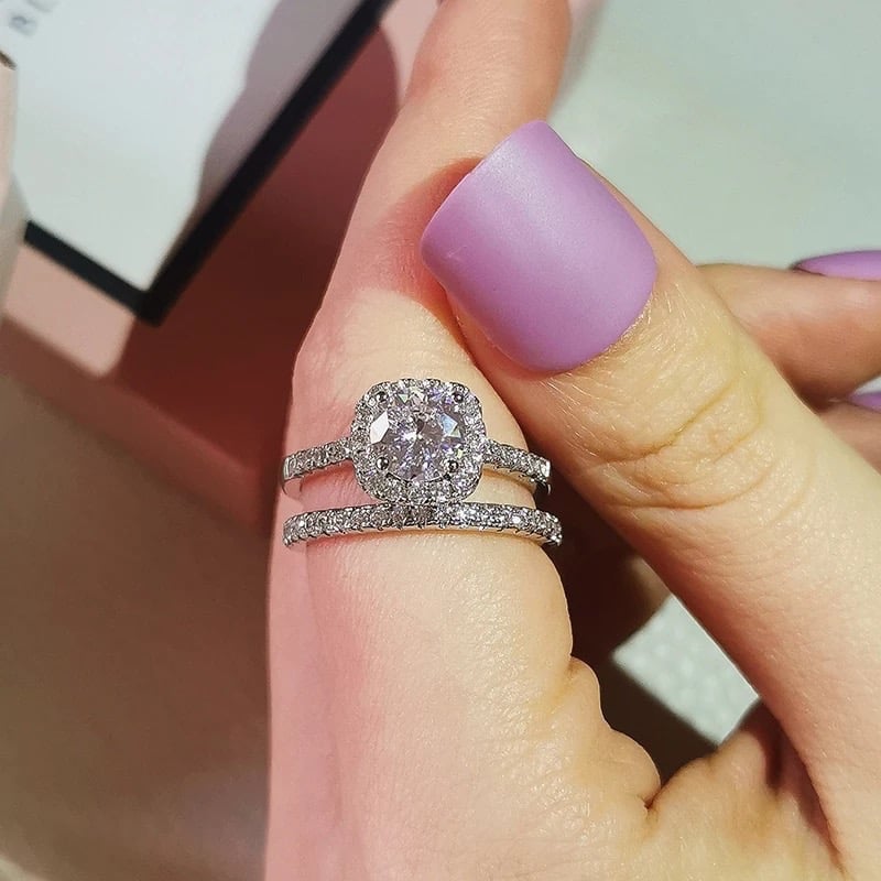 خاتمين مطلي فضة 925