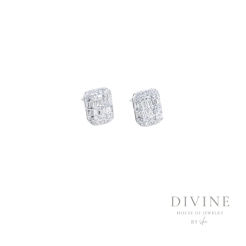 A rectangle silver earrings