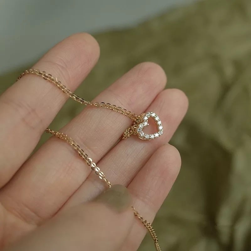 micro heart silver 925 gold plated necklace