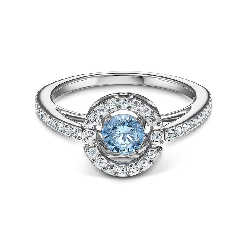 dancing clear stone silver ring