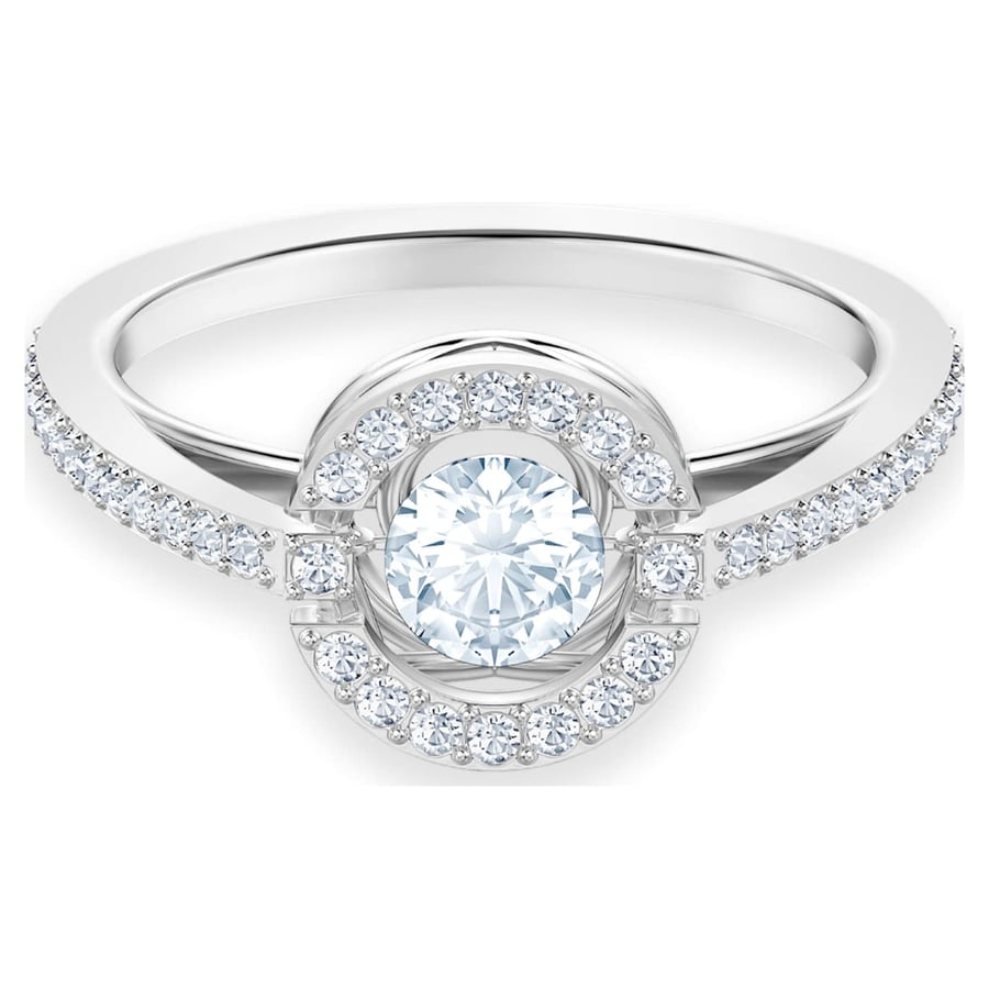 dancing clear stone silver ring