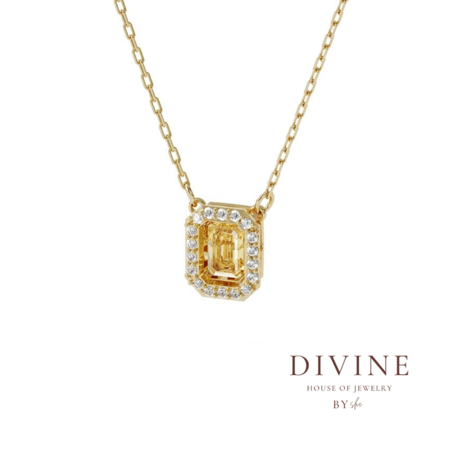 gold yellow dancing stone silver necklace