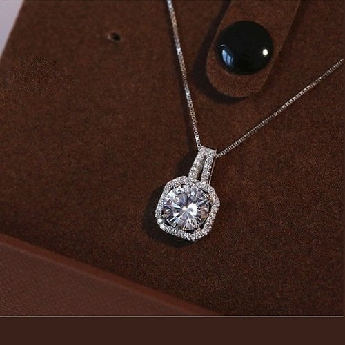 silver clear stone necklace