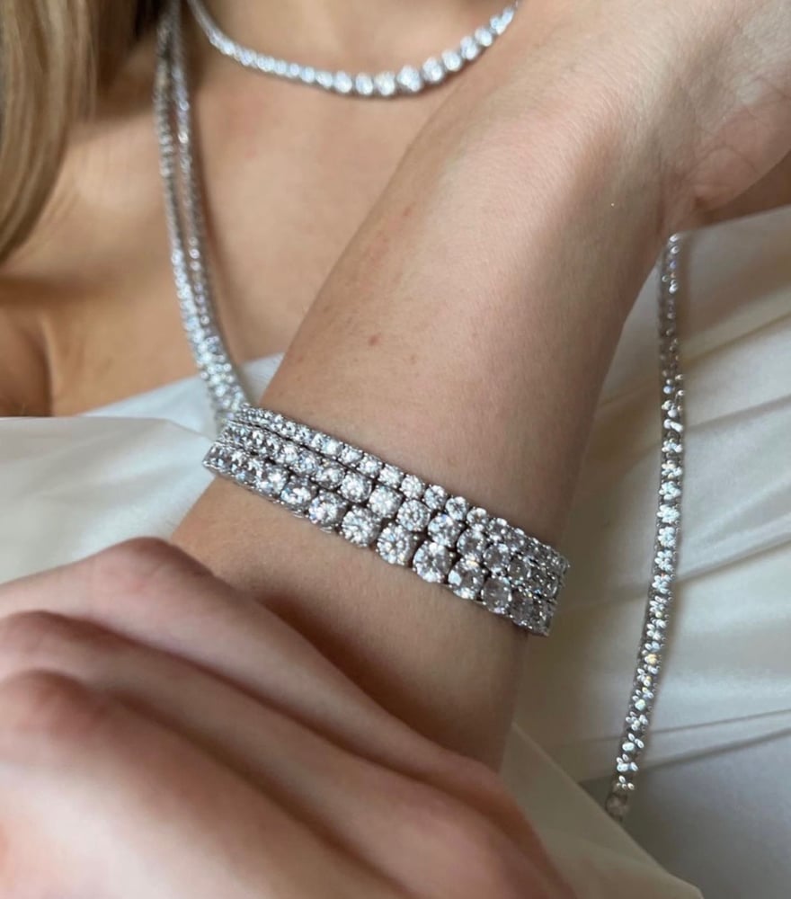 silver zircon stone bracelet