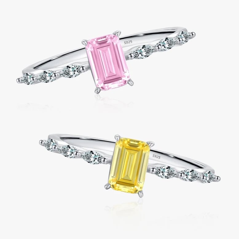 Emerald Cut Silver925 pink stone