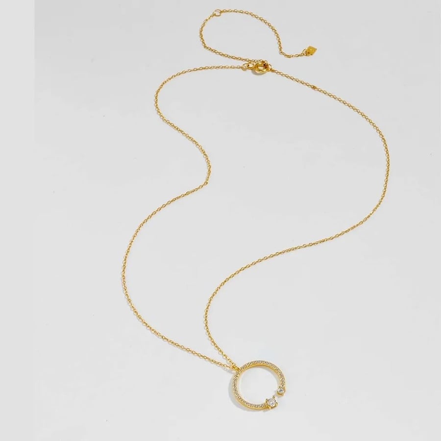 Pave Circle gold plated silver 925 Necklace