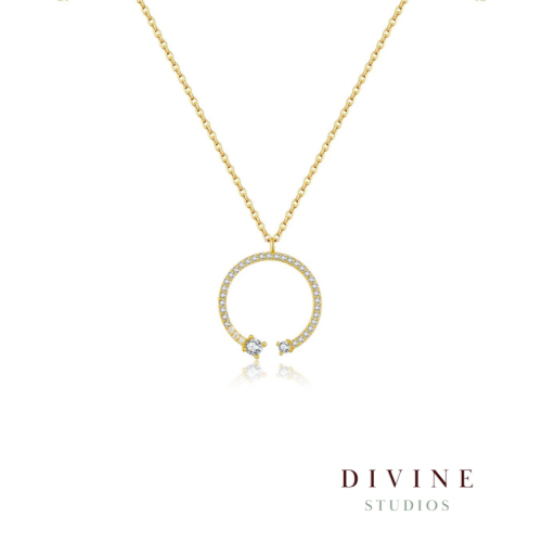 Pave Circle gold plated silver 925 Necklace