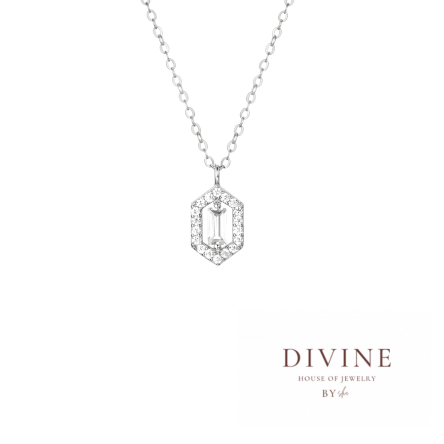 Sentiment square silver 925 necklace