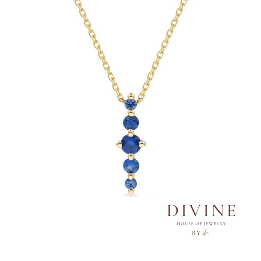 blue stones golden silver 925 necklace