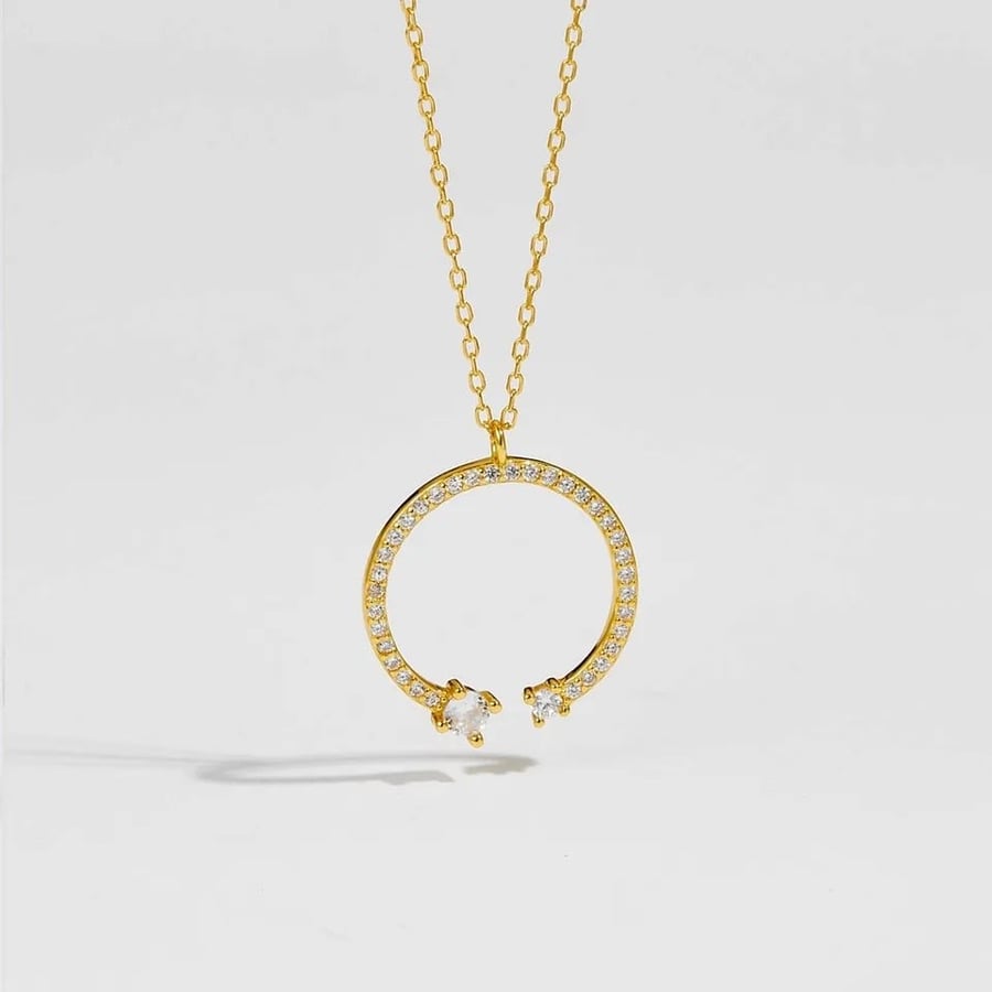 Pave Circle gold plated silver 925 Necklace