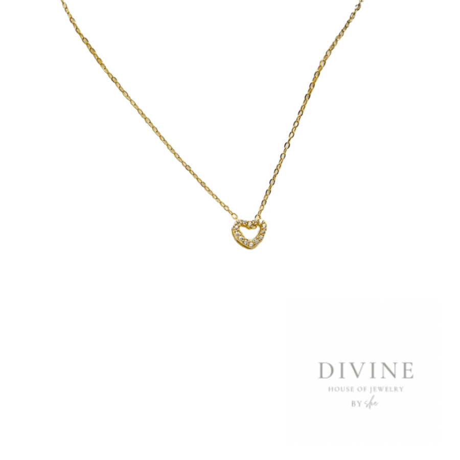 micro heart silver 925 gold plated necklace