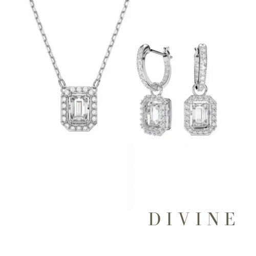Dancing clear stone necklace & earrings set