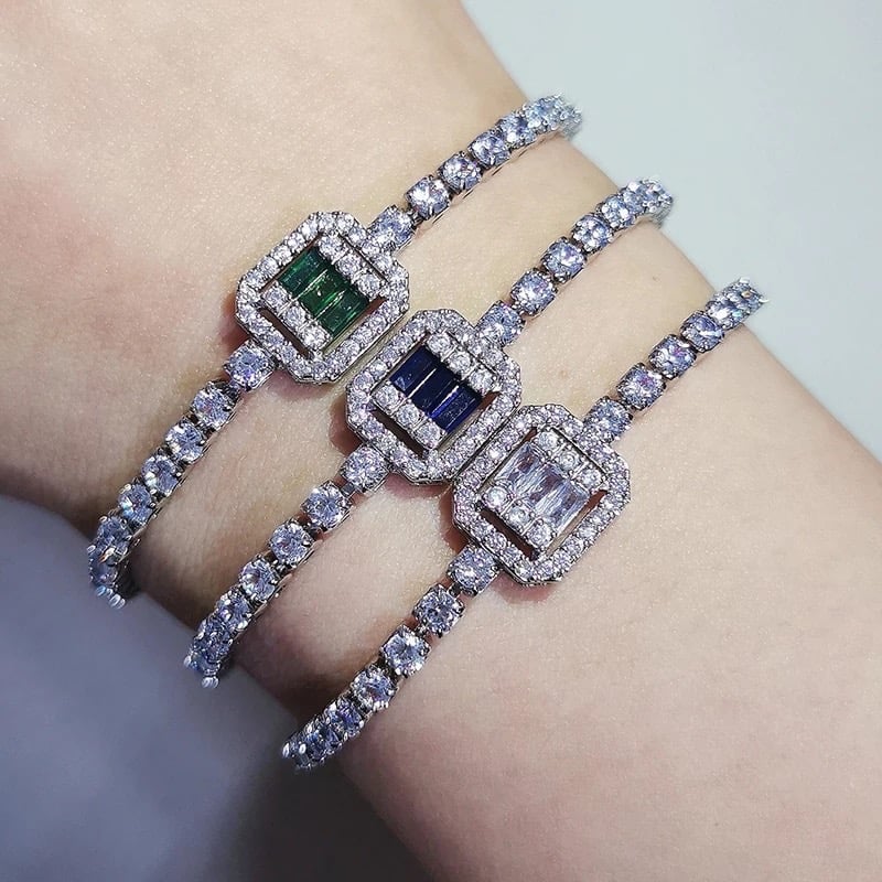 silver Square stone bracelet