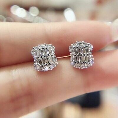 A rectangle silver earrings