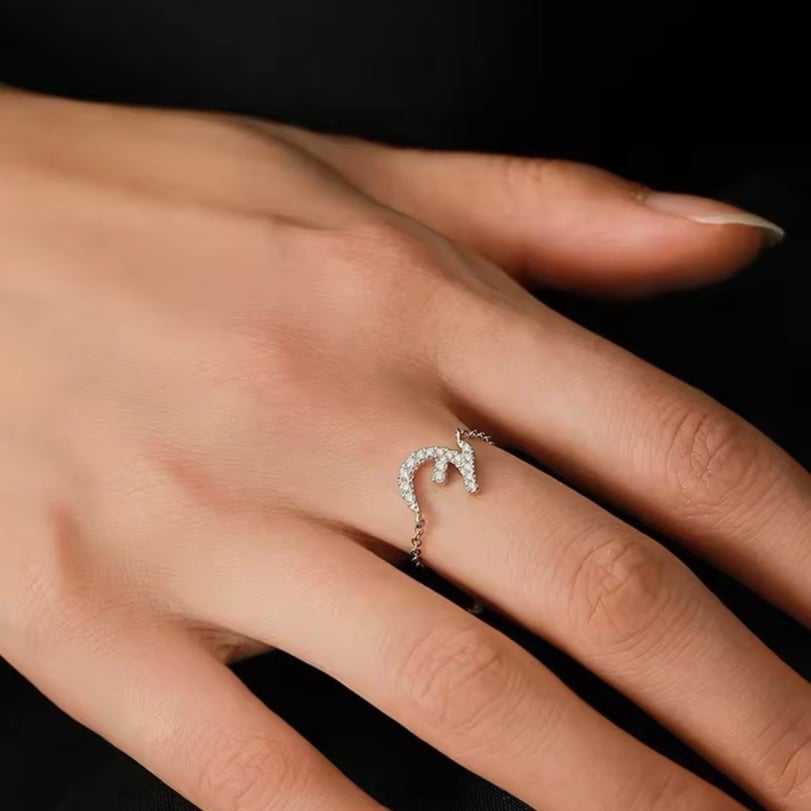 Arabic letters adjustable silver 925 ring