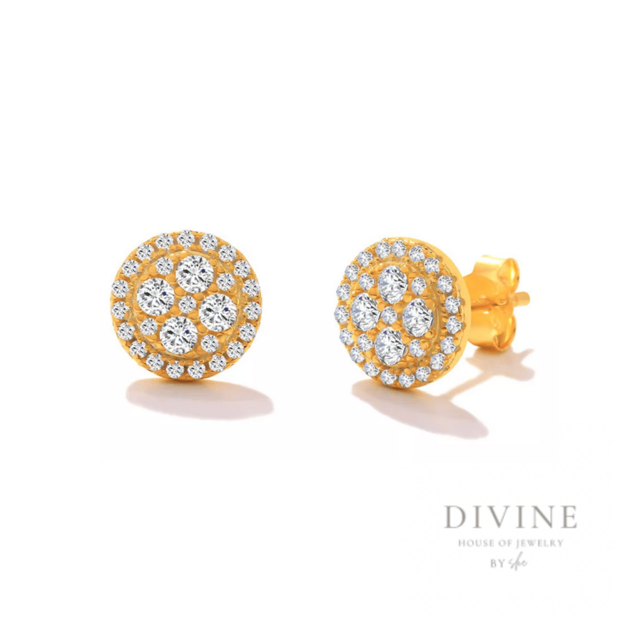 silver 925 gold plated earrings round