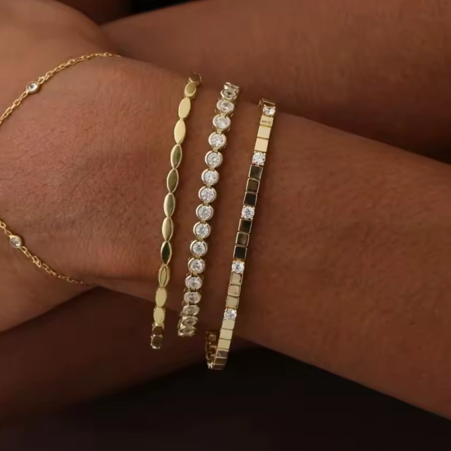 Charming stones copper gold plated bracelet