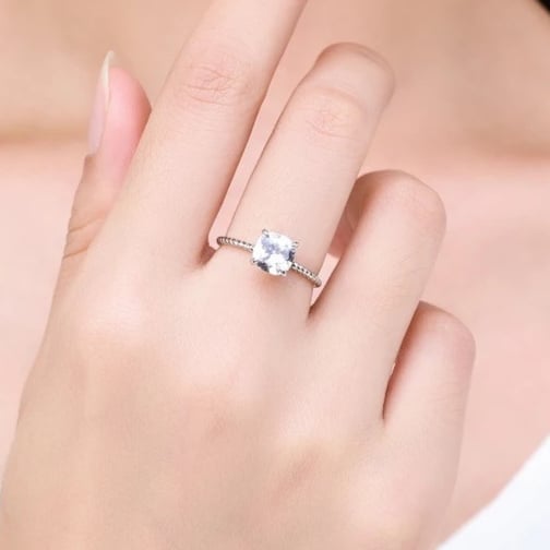 Square Cushion Cut silver 925 ring