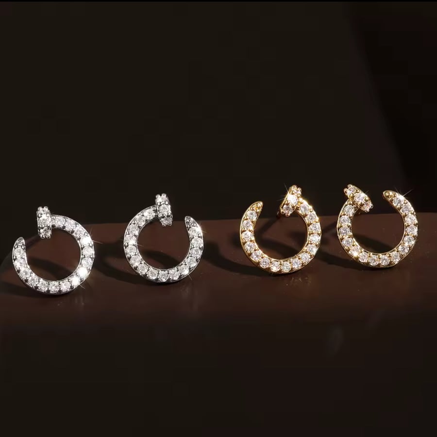 Tiny circle silver 925 gold earrings