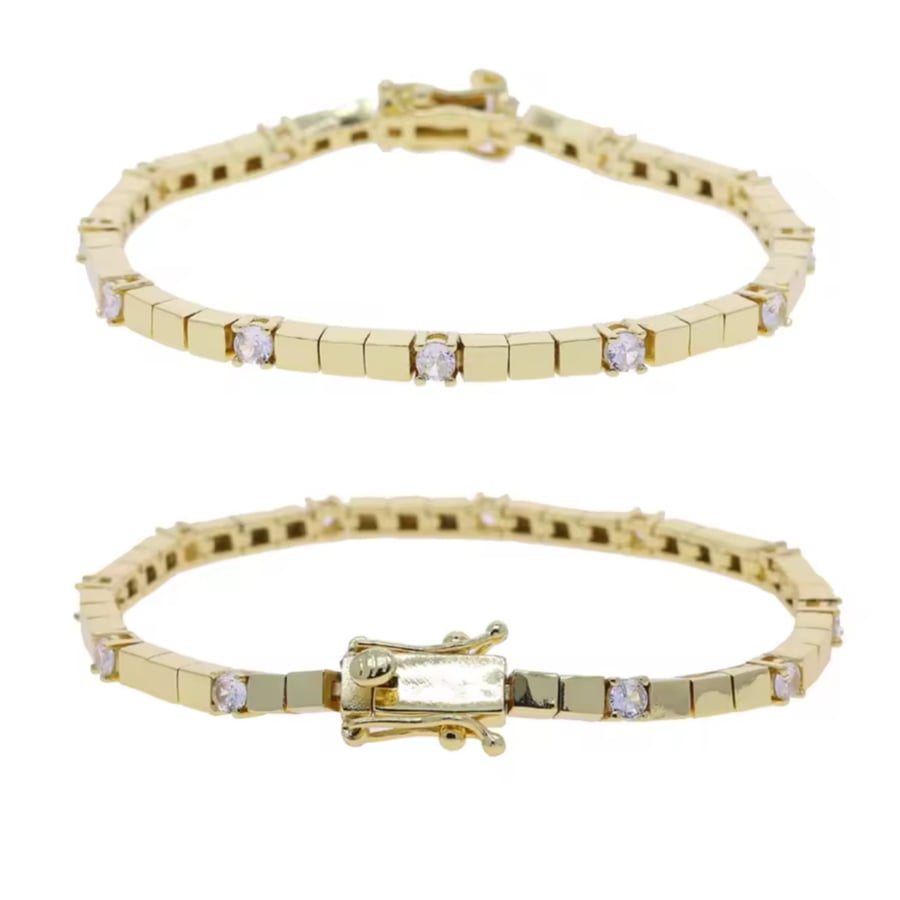 Charming stones copper gold plated bracelet