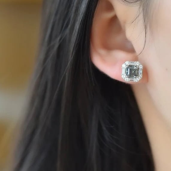 geometric white square 925 earrings