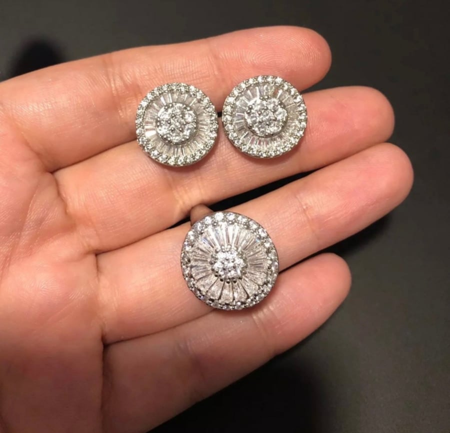 Circle zirconia silver 925 earrings