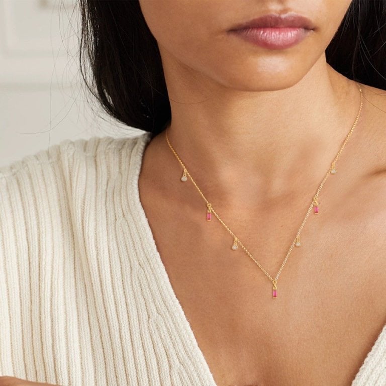 Little Square silver 925 gold plated  Necklace