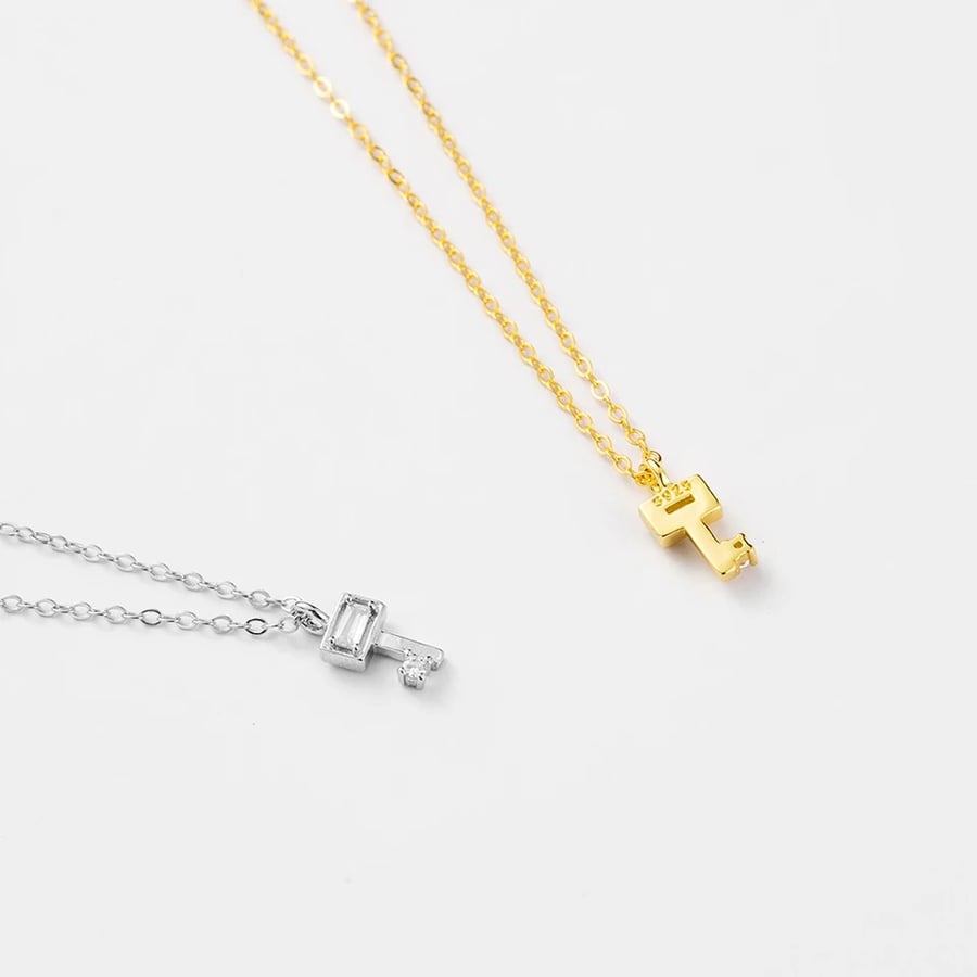 Key & heart lock silver 925 Necklace set
