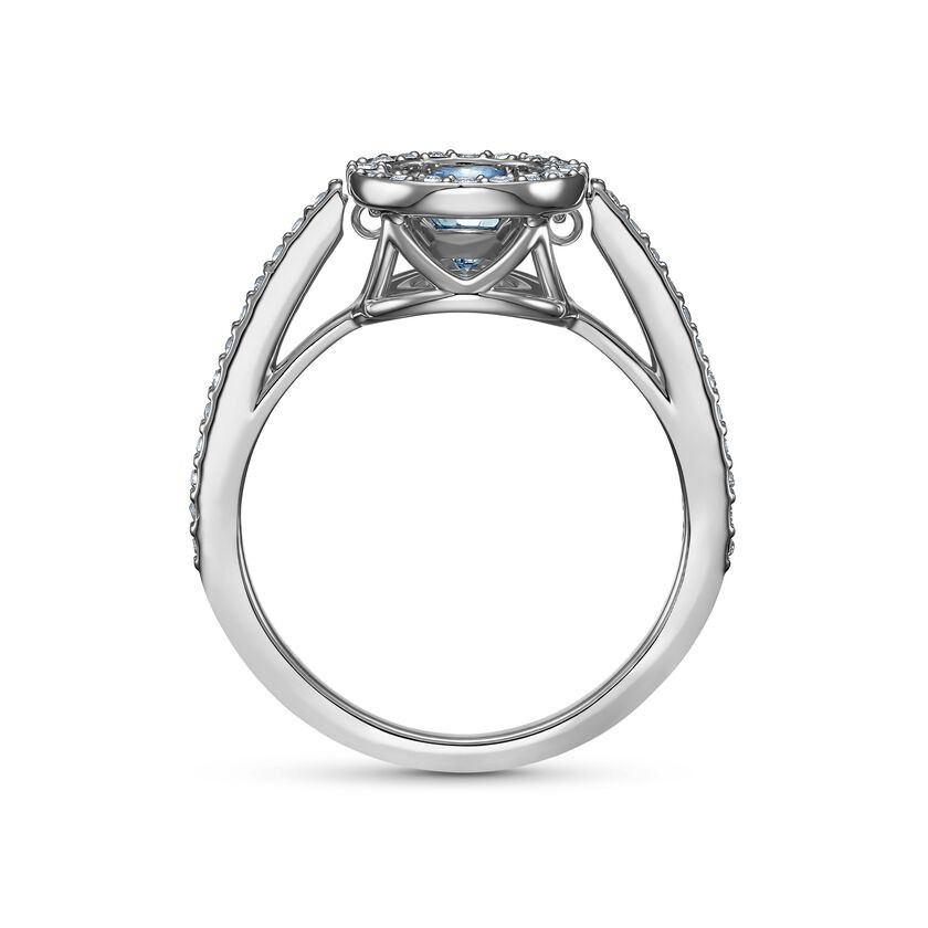 dancing clear stone silver ring