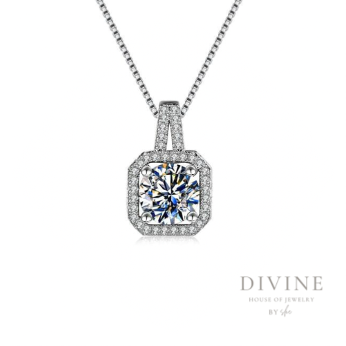 silver clear stone necklace