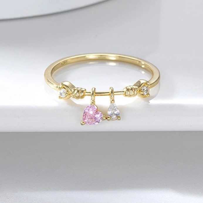 Dangle Heart gold plated silver 925 ring