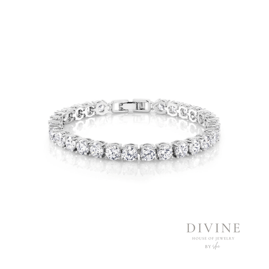 silver zircon stone bracelet