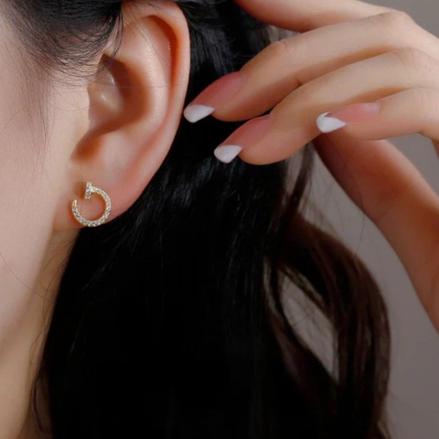 Tiny circle silver 925 silver earrings
