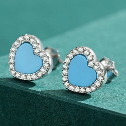 heart shaped silver 925 earrings