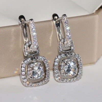 silver long earrings